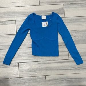 Pink Rose Vibrant Blue Long Sleeve Top